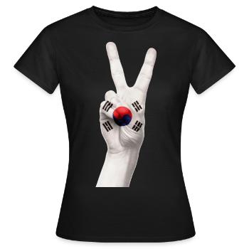 CORÉE. CORÉE DU NORD CORÉE DU SUD DE LA PAIX SIGNE DE PAIX - T-shirt Femme - noir - Devant - AI Model Female 172 dark (172cm)