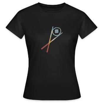 Sushi Stäbchen Sake Maki Retro Style Vintage - Frauen T-Shirt - Schwarz - Vorne - AI Model Female 172 dark (172cm)