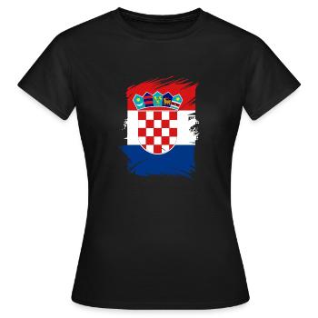 Drapeau de la Croatie Mer Adriatique Drapeau de Zagreb Drapeau croate - T-shirt Femme - noir - Devant - AI Model Female 172 dark (172cm)