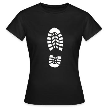 Shoe print foot print funny pictures fun - Women's T-Shirt - black - Front - AI Model Female 172 dark (172cm)
