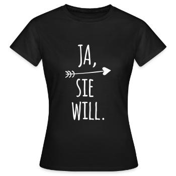 JGA GruppenShirt - JA, sie will - Frauen T-Shirt - Schwarz - Vorne - AI Model Female 172 dark (172cm)