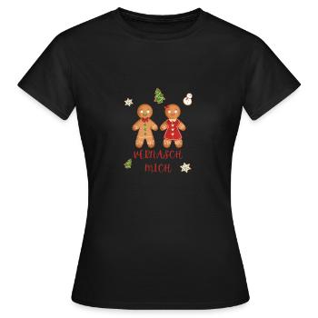Frohe Weihnachten - Lebkuchen - Vernasch mich - Frauen T-Shirt - Schwarz - Vorne - AI Model Female 172 dark (172cm)