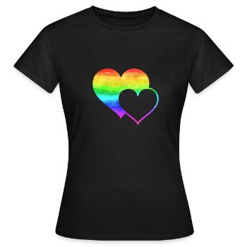 Rainbow heart love - Women's T-Shirt - black - Front - AI Model Female 172 dark (172cm)