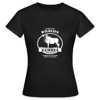 Sambia - Gnu - Frauen T-Shirt - Schwarz - Vorne - AI Model Female 172 dark (172cm)