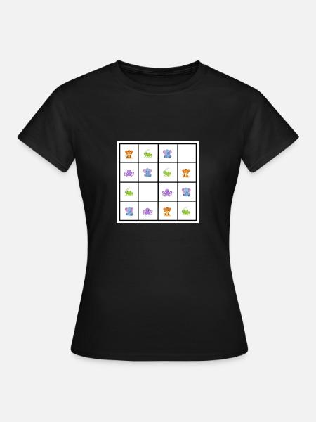 Tier-Sudoku - Frauen T-Shirt - Schwarz