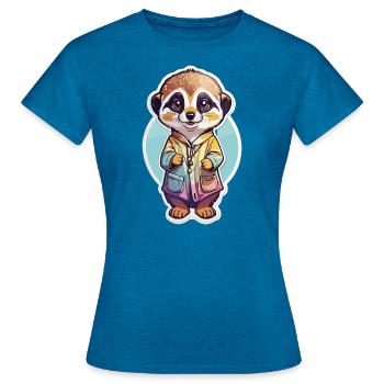 Surikat niedliches Kind bunt - Frauen T-Shirt - Antikblaues Saphir meliert - Vorne - AI Model Female 172 dark (172cm)