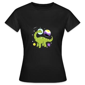 Brachiosaurus Nonbinary Pride Space Nonbinary P - Women's T-Shirt - black - Front - AI Model Female 172 dark (172cm)