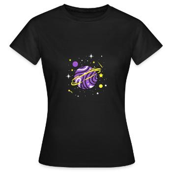 Nonbinary Space Planet Nonbinary Pride - Frauen T-Shirt - Schwarz - Vorne - AI Model Female 172 dark (172cm)