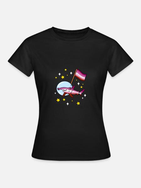 Lesbische hamerhaai in de ruimte Lesbische Pride - Vrouwen T-shirt - zwart