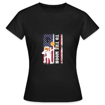 Bitcoin à la Lune Drapeau américain Btc Crypt - T-shirt Femme - noir - Devant - AI Model Female 172 dark (172cm)