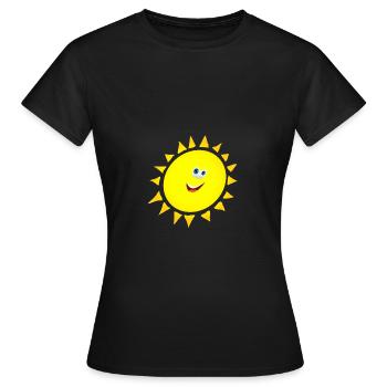 happy sonne mit gesicht - Frauen T-Shirt - Schwarz - Vorne - AI Model Female 172 dark (172cm)