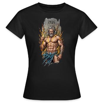 Puissance divine : Zeus brandissant l’éclair - T-shirt Femme - noir - Devant - AI Model Female 172 dark (172cm)