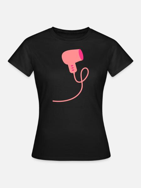 Fön Friseur Frisör Coiffeur Haartrockner 2c - Frauen T-Shirt - Schwarz