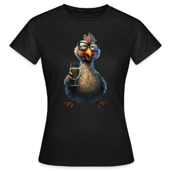 Drôle de poulet au Prosecco pour la soirée entre filles - - T-shirt Femme - noir - Devant - AI Model Female 172 dark (172cm)