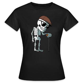 Old man as skeleton with walking stick - Women's T-Shirt - black - Front - AI Model Female 172 dark (172cm)