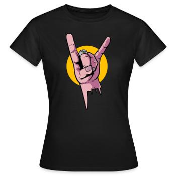 Heavy Classic Rock Rock & Roll Teufelsgruß Rocker - Frauen T-Shirt - Schwarz - Vorne - AI Model Female 172 dark (172cm)