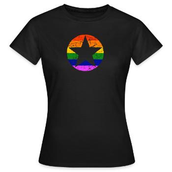 CSD Rainbow LGBT Gay Star - T-shirt Femme - noir - Devant - AI Model Female 172 dark (172cm)