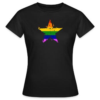 CSD Rainbow LGBT Gay Star - T-shirt Femme - noir - Devant - AI Model Female 172 dark (172cm)