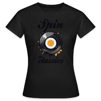 Spin the classics. Vinyl disk graphic. - Women's T-Shirt - black - Front - AI Model Female 172 dark (172cm)