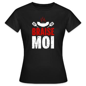 Braise moi beauf barbecue humour grill saucisse - T-shirt Femme - noir - Devant - AI Model Female 172 dark (172cm)
