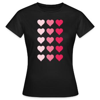 Muster mit vielen Herzen - Frauen T-Shirt - Schwarz - Vorne - AI Model Female 172 dark (172cm)