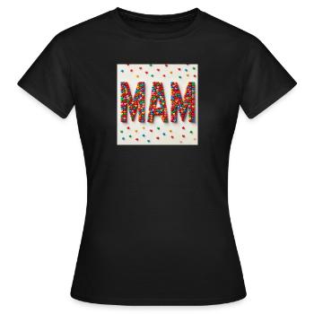 Mam,Wort,Herz - Frauen T-Shirt - Schwarz - Vorne - AI Model Female 172 dark (172cm)