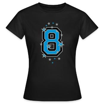 Le chiffre huit, et les étoiles - T-shirt Femme - noir - Devant - AI Model Female 172 dark (172cm)