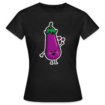 Aubergine Paare Penis SMS Sex meme Duo - Frauen T-Shirt - Schwarz - Vorne - AI Model Female 172 dark (172cm)