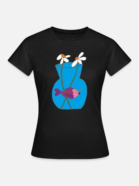 fisch im glas 3 - Frauen T-Shirt - Schwarz