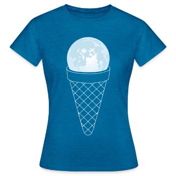 Crème glacée de la Lune - T-shirt Femme - bleu saphir antique chiné - Devant - AI Model Female 172 dark (172cm)