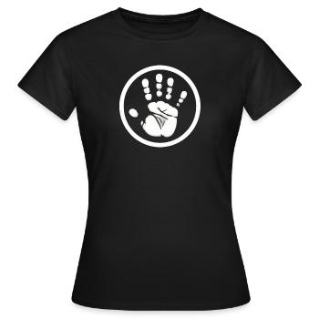 Handabdruck Hand - Frauen T-Shirt - Schwarz - Vorne - AI Model Female 172 dark (172cm)