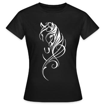 Elegante Swirl Horse Silhouette - Frauen T-Shirt - Schwarz - Vorne - AI Model Female 172 dark (172cm)