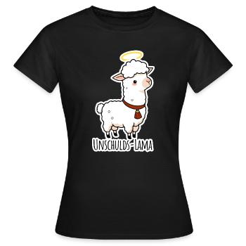 Unschulds-Lama hat es nicht getan - Frauen T-Shirt - Schwarz - Vorne - AI Model Female 172 dark (172cm)