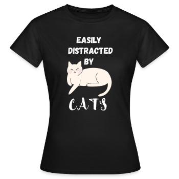 Easily distracted by Cats - Women's T-Shirt - black - Front - AI Model Female 172 dark (172cm)