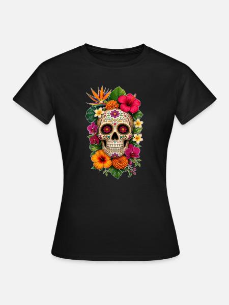 Halloween Sugar Skull Sugarskull - Frauen T-Shirt - Schwarz