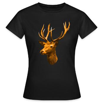 goldener Hirschkopf - Frauen T-Shirt - Schwarz - Vorne - AI Model Female 172 dark (172cm)