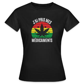 j'ai pris mes médicaments - T-shirt Femme - noir - Devant - AI Model Female 172 dark (172cm)