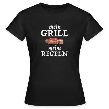 Mein Grill meine Regeln | Fleisch, Bier, Party - Frauen T-Shirt - Schwarz - Vorne - AI Model Female 172 dark (172cm)