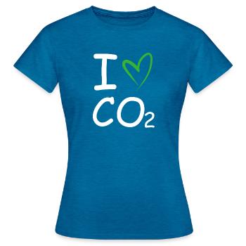 J’adore le CO2 | Changement climatique, Conservation de la nature - T-shirt Femme - bleu saphir antique chiné - Devant - AI Model Female 172 dark (172cm)