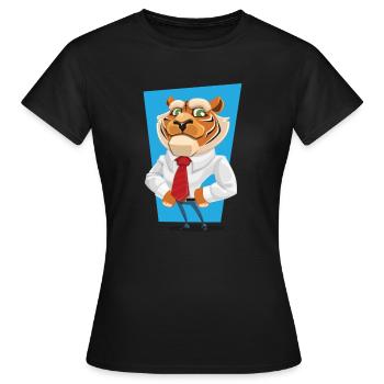 tigre en costume - T-shirt Femme - noir - Devant - AI Model Female 172 dark (172cm)