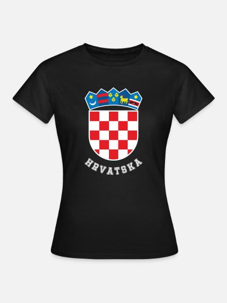 Kroatien wappen Flagge hrvatska t-shirt Fussball - Frauen T-Shirt - Schwarz