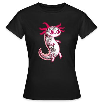 Süßes Axolotl & japanische Tattoos - Frauen T-Shirt - Schwarz - Vorne - AI Model Female 172 dark (172cm)
