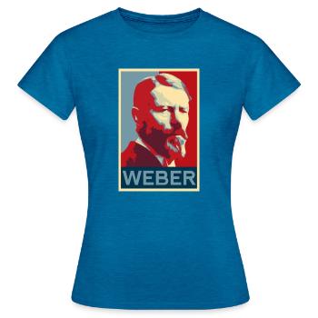 Max Weber - Women's T-Shirt - antique blue sapphire heather - Front - AI Model Female 172 dark (172cm)