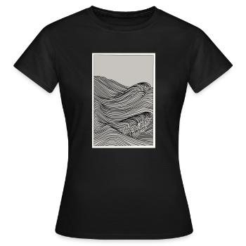 Waves as a sketch - Women's T-Shirt - black - Front - AI Model Female 172 dark (172cm)