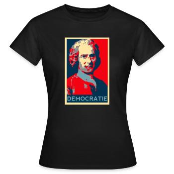 Rousseau - Démocratie - T-shirt Femme - noir - Devant - AI Model Female 172 dark (172cm)