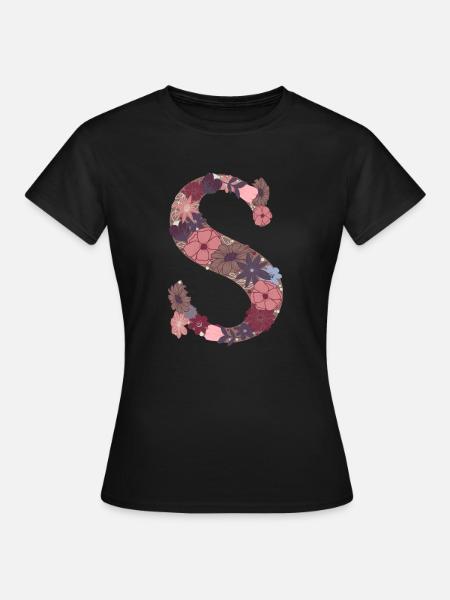 Blumenbuchstabe S - Frauen T-Shirt - Schwarz