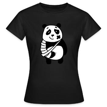 Panda gebrochener Arm - Frauen T-Shirt - Schwarz - Vorne - AI Model Female 172 dark (172cm)
