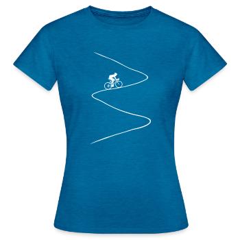 Rennrad, bergauf, steil, Fahrrad, radfahren, Berg - Frauen T-Shirt - Antikblaues Saphir meliert - Vorne - AI Model Female 172 dark (172cm)