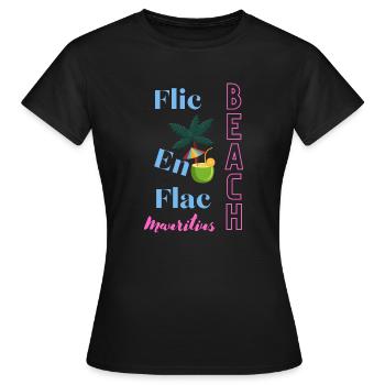 Flic en Flac beach - T-shirt Femme - noir - Devant - AI Model Female 172 dark (172cm)