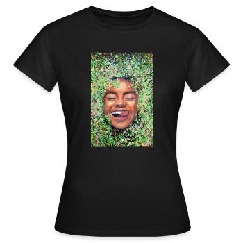 Femme au visage heureux avec la langue - T-shirt Femme - noir - Devant - AI Model Female 172 dark (172cm)